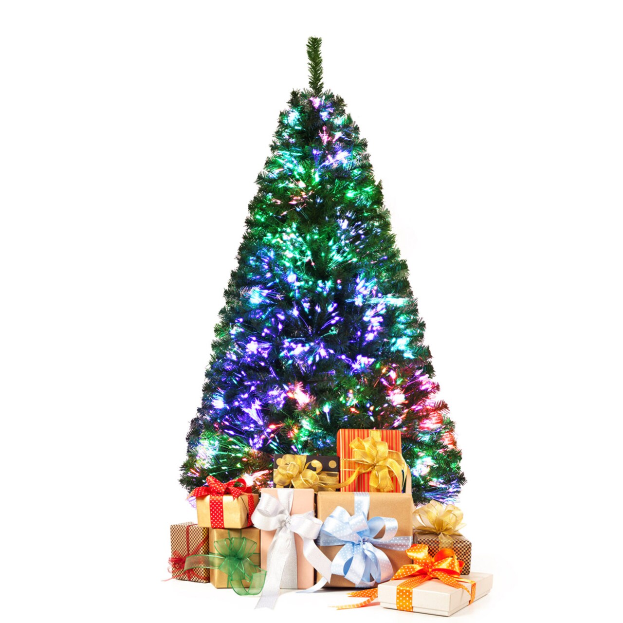 5/6/7 Ft Pre-Lit Artificial Christmas Tree Fiber Optic Xmas Tree Holiday Decor